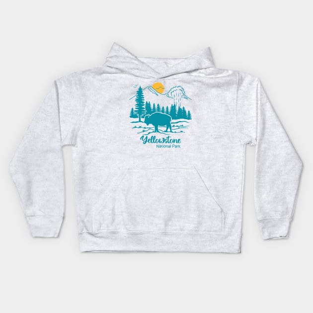 Yellowstone National Park Kids Hoodie by Tebscooler